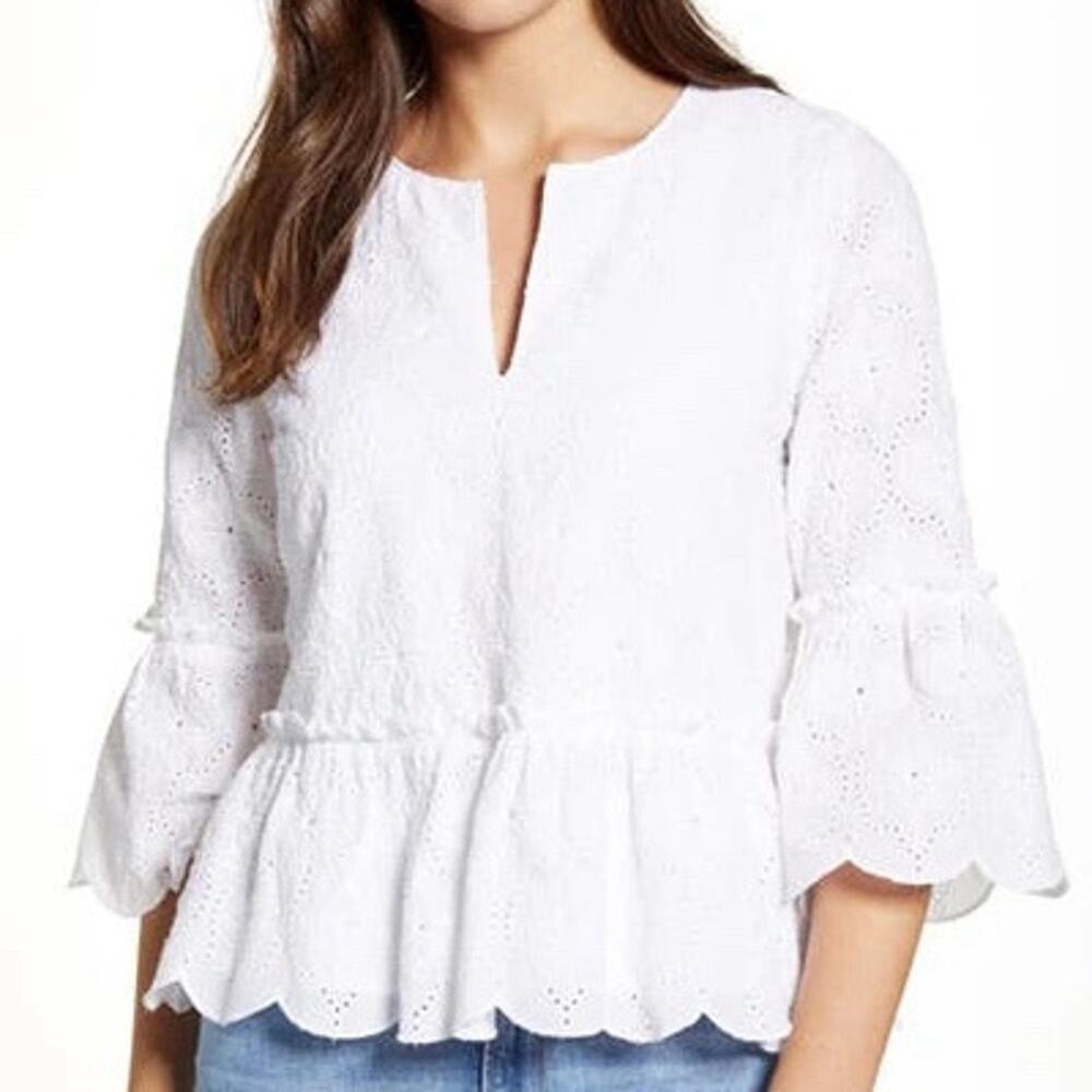 Vineyard Vines Island Peplum Top in White Cap Size XS (0915) (FL)